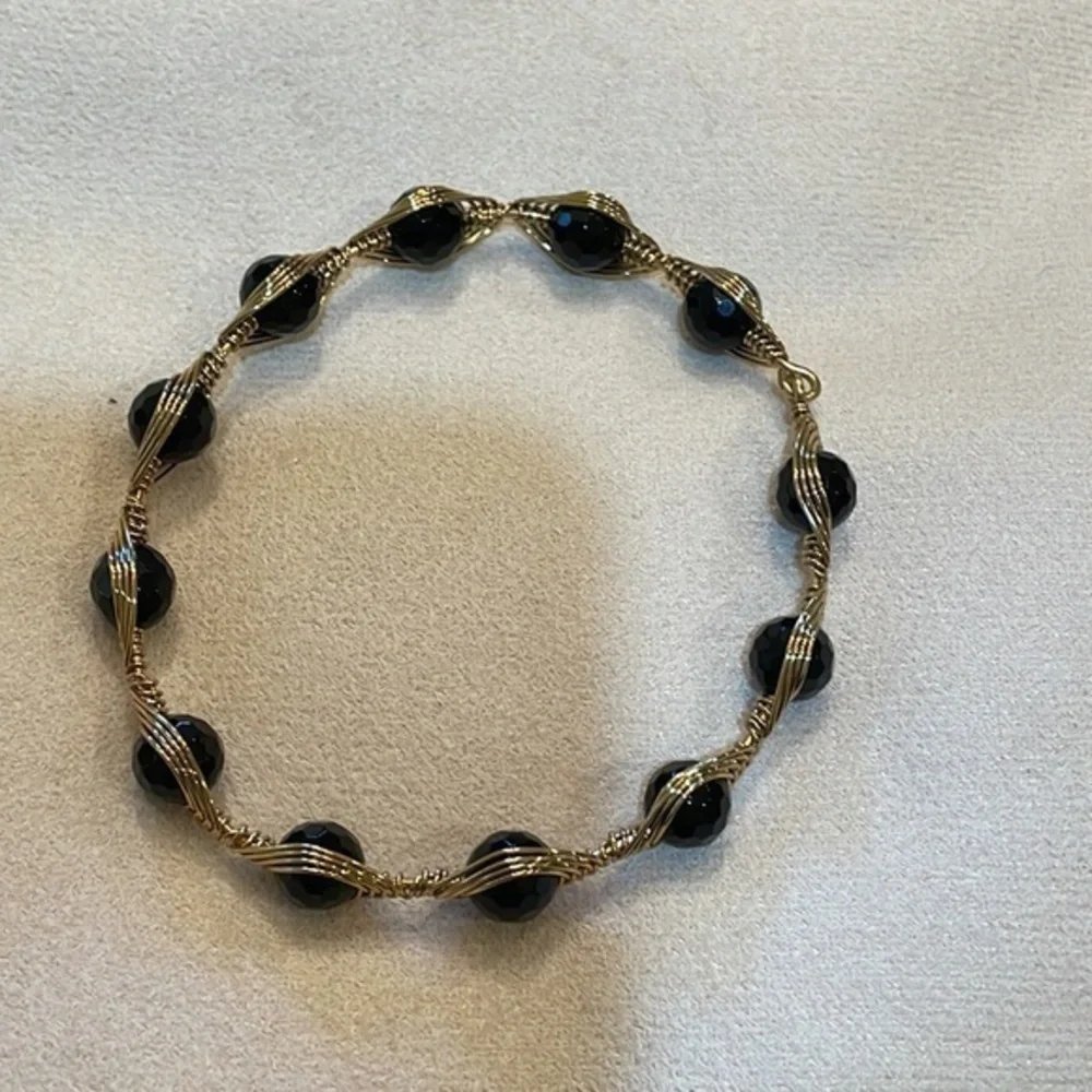 HANDMADE BLACK GOLD  SWIRL Bracelet W/Box‎